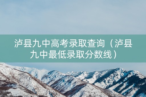 泸县九中高考录取查询（泸县九中最低录取分数线）