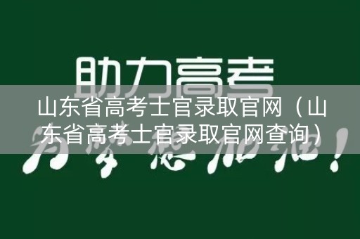 山东省高考士官录取官网（山东省高考士官录取官网查询）
