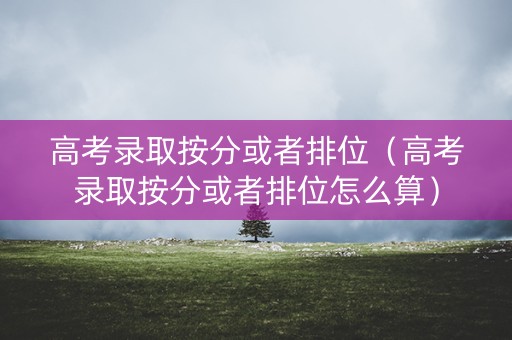 高考录取按分或者排位（高考录取按分或者排位怎么算）