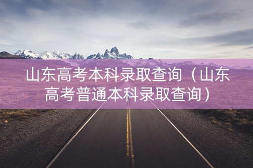 山东高考本科录取查询（山东高考普通本科录取查询）