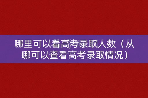 哪里可以看高考录取人数（从哪可以查看高考录取情况）
