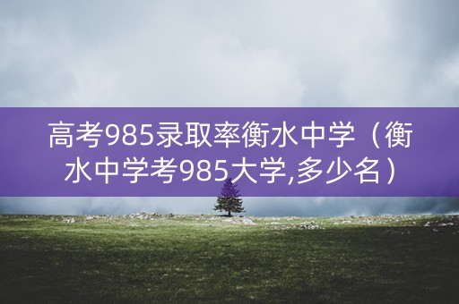 高考985录取率衡水中学（衡水中学考985大学,多少名）