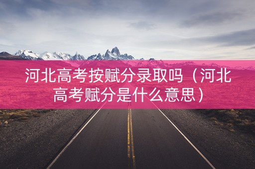 河北高考按赋分录取吗（河北高考赋分是什么意思）
