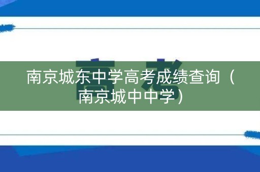 南京城东中学高考成绩查询（南京城中中学）