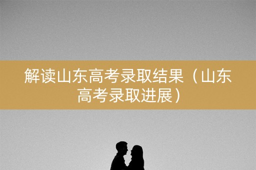 解读山东高考录取结果（山东高考录取进展）