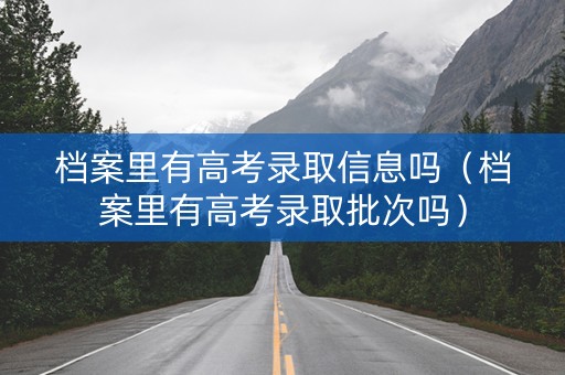 档案里有高考录取信息吗（档案里有高考录取批次吗）