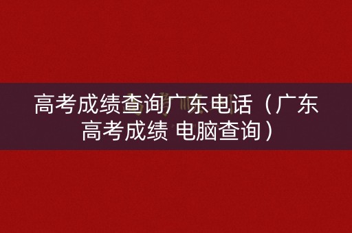 高考成绩查询广东电话（广东高考成绩 电脑查询）
