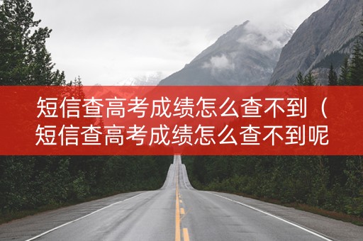 短信查高考成绩怎么查不到（短信查高考成绩怎么查不到呢）
