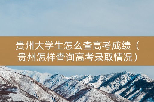 贵州大学生怎么查高考成绩（贵州怎样查询高考录取情况）
