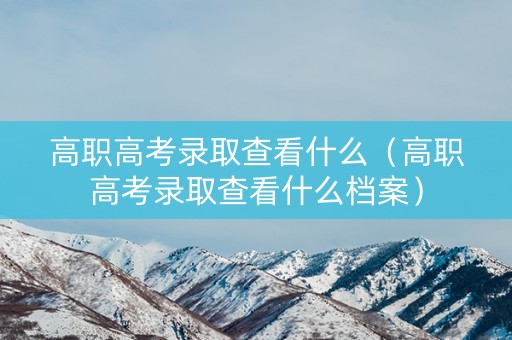 高职高考录取查看什么（高职高考录取查看什么档案）