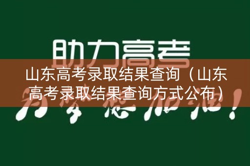 山东高考录取结果查询(山东高考录取结果查询方式公布) 山东高考录取结果查询(山东高考录取结果查询方式公布)