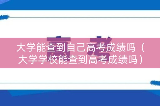 大学能查到自己高考成绩吗（大学学校能查到高考成绩吗）