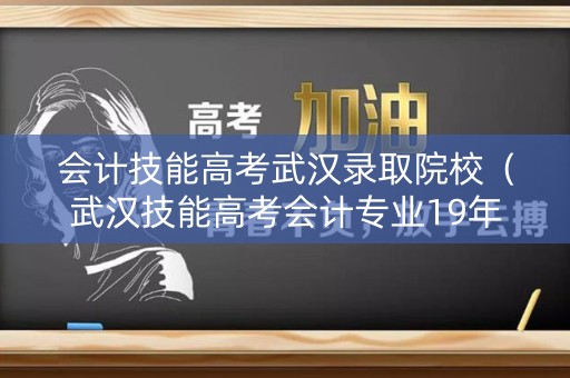 会计技能高考武汉录取院校（武汉技能高考会计专业19年录取线）