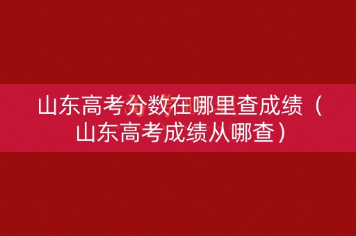 山东高考分数在哪里查成绩（山东高考成绩从哪查）