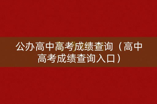 公办高中高考成绩查询（高中高考成绩查询入口）