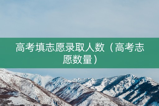 高考填志愿录取人数（高考志愿数量）