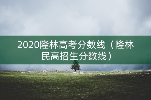 2020隆林高考分数线（隆林民高招生分数线）