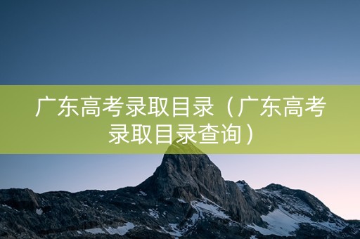 广东高考录取目录（广东高考录取目录查询）