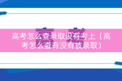 高考怎么查录取没有考上（高考怎么查有没有被录取）