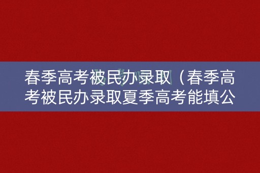 春季高考被民办录取（春季高考被民办录取夏季高考能填公办的吗）