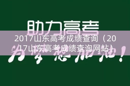 2017山东高考成绩查询（2017山东高考成绩查询网站）