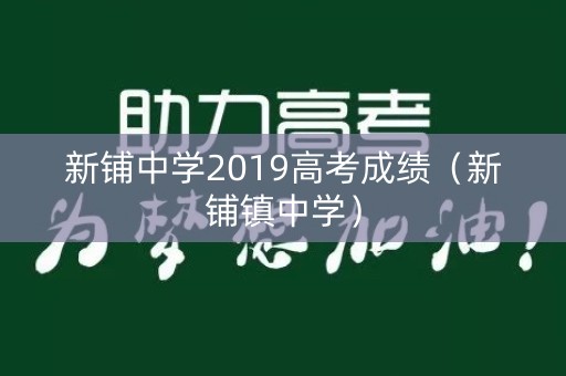 新铺中学2019高考成绩（新铺镇中学）