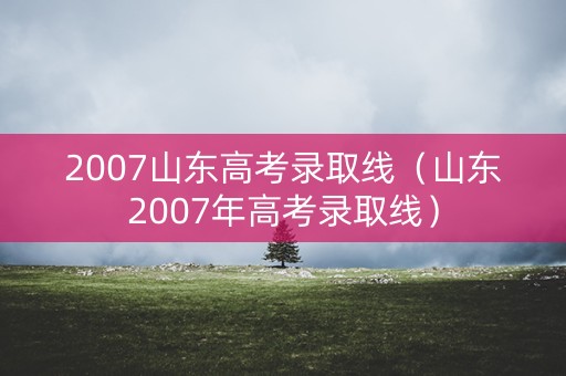 2007山东高考录取线（山东2007年高考录取线）