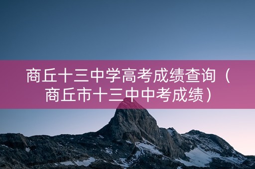 商丘十三中学高考成绩查询（商丘市十三中中考成绩）