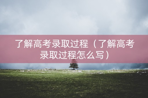 了解高考录取过程（了解高考录取过程怎么写）