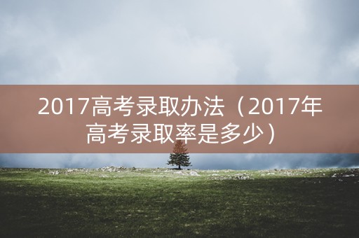 2017高考录取办法（2017年高考录取率是多少）