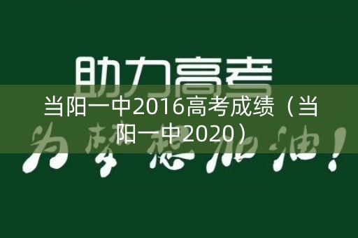 当阳一中2016高考成绩（当阳一中2020）