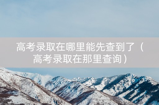 高考录取在哪里能先查到了（高考录取在那里查询）