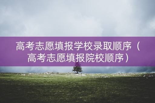 高考志愿填报学校录取顺序（高考志愿填报院校顺序）