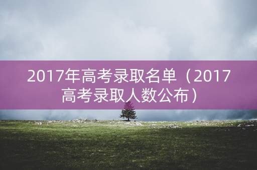 2017年高考录取名单（2017高考录取人数公布）