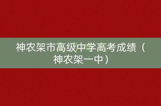 神农架市高级中学高考成绩（神农架一中）