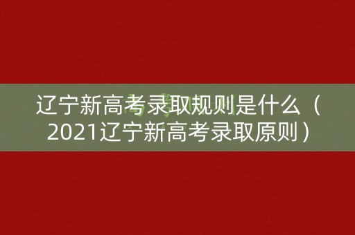 辽宁新高考录取规则是什么（2021辽宁新高考录取原则）