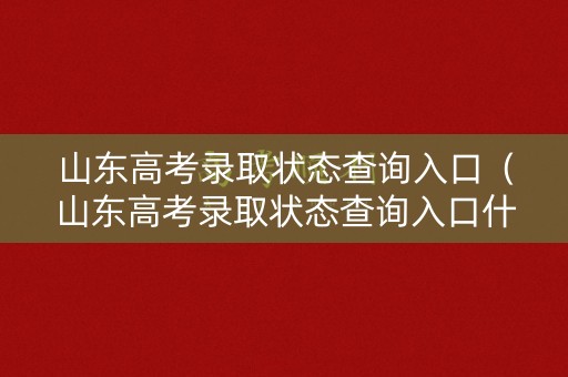 山东高考录取状态查询入口（山东高考录取状态查询入口什么开放）