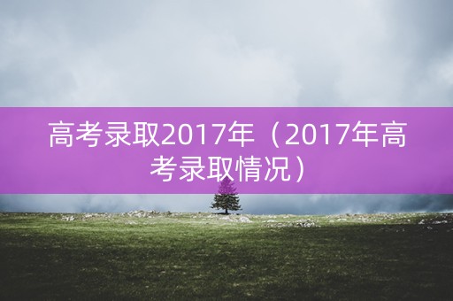 高考录取2017年（2017年高考录取情况）