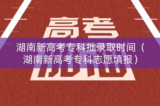 湖南新高考专科批录取时间（湖南新高考专科志愿填报）