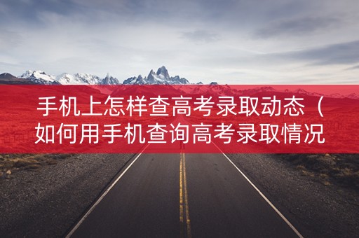 手机上怎样查高考录取动态(如何用手机查询高考录取情况) 手机上怎样查高考录取动态(如何用手机查询高考录取情况)