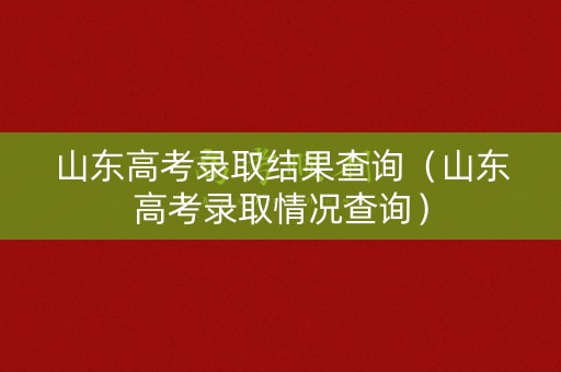 山东高考录取结果查询(山东高考录取情况查询) 山东高考录取结果查询(山东高考录取情况查询)