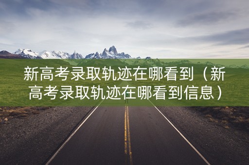 新高考录取轨迹在哪看到(新高考录取轨迹在哪看到信息) 新高考录取轨迹在哪看到(新高考录取轨迹在哪看到信息)