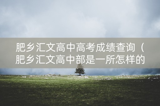 肥乡汇文高中高考成绩查询(肥乡汇文高中部是一所怎样的学校) 肥乡汇文高中高考成绩查询(肥乡汇文高中部是一所怎样的学校)