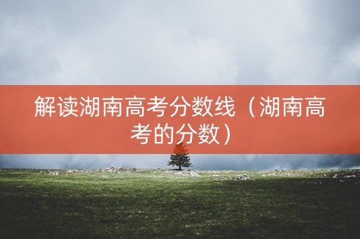 解读湖南高考分数线（湖南高考的分数）