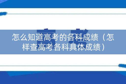 怎么知道高考的各科成绩（怎样查高考各科具体成绩）