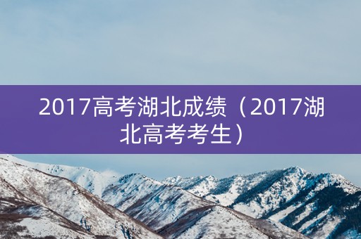2017高考湖北成绩（2017湖北高考考生）