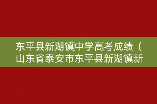东平县新湖镇中学高考成绩(山东省泰安市东平县新湖镇新湖中学) 东平县新湖镇中学高考成绩(山东省泰安市东平县新湖镇新湖中学)