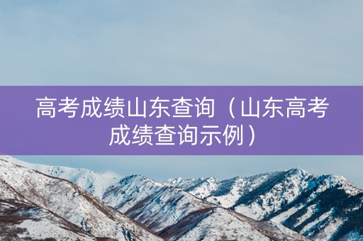 高考成绩山东查询(山东高考成绩查询示例) 高考成绩山东查询(山东高考成绩查询示例)