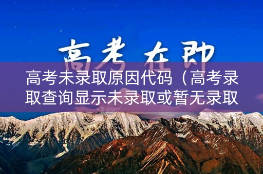 高考未录取原因代码（高考录取查询显示未录取或暂无录取信息）