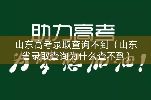 山东高考录取查询不到(山东省录取查询为什么查不到) 山东高考录取查询不到(山东省录取查询为什么查不到)
